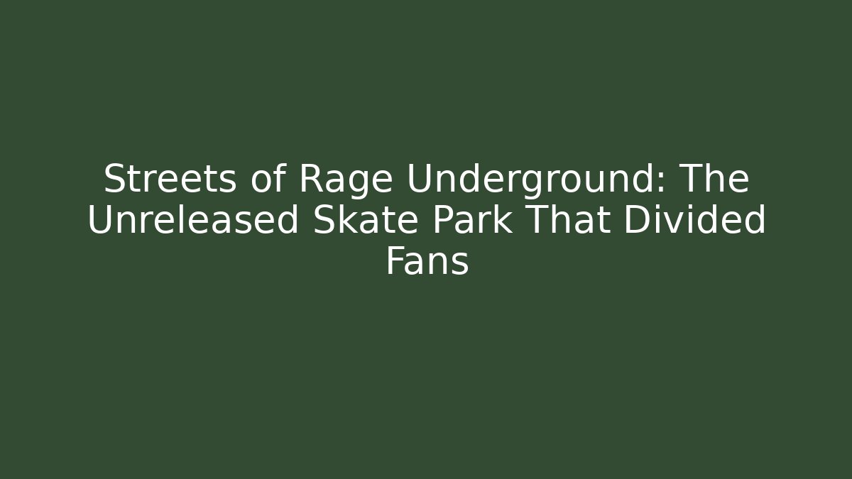 Streets of Rage Underground: The Unreleased Skate Park That Divided Fans