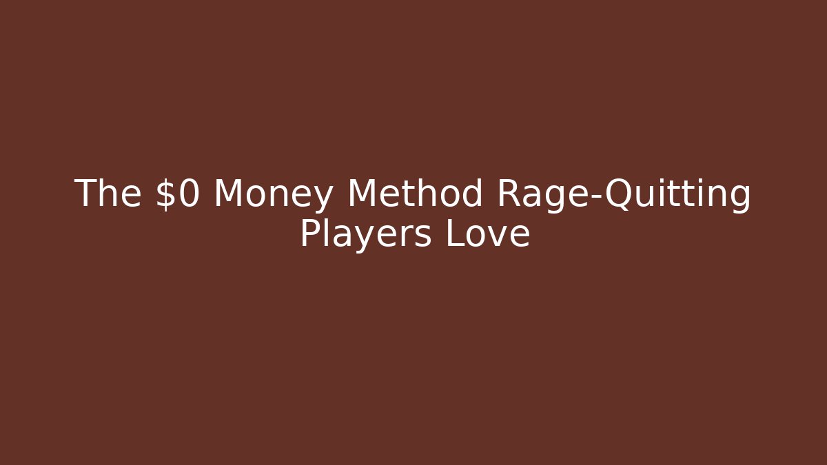 The $0 Money Method Rage-Quitting Players Love