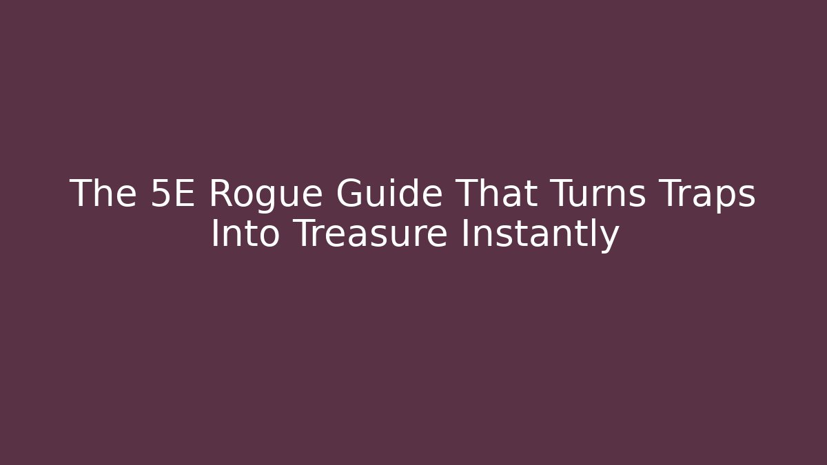The 5E Rogue Guide That Turns Traps Into Treasure Instantly