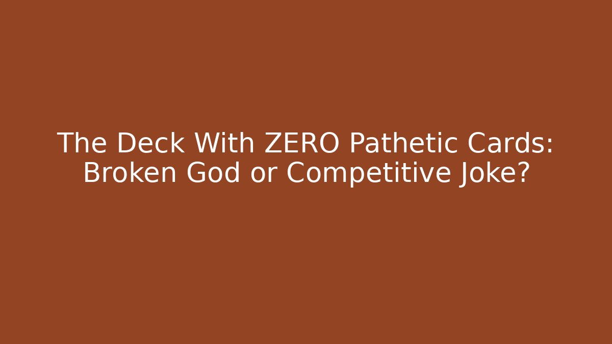 The Deck With ZERO Pathetic Cards: Broken God or Competitive Joke?