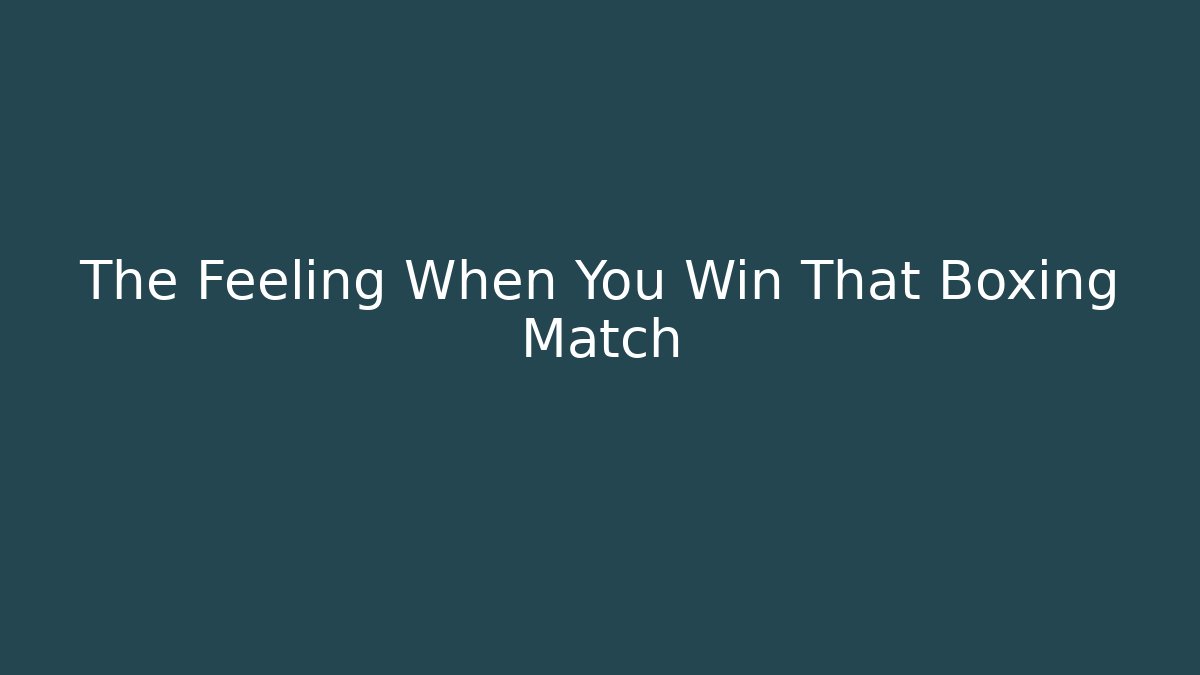 The Feeling When You Win That Boxing Match