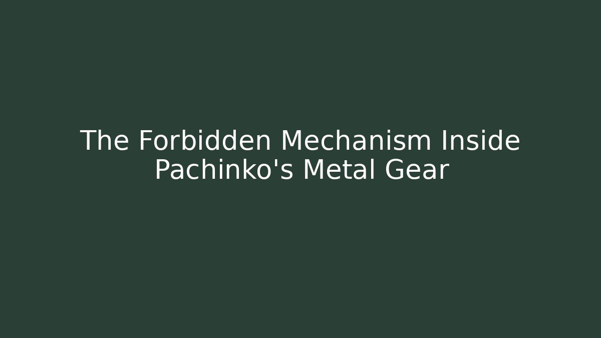 The Forbidden Mechanism Inside Pachinko's Metal Gear