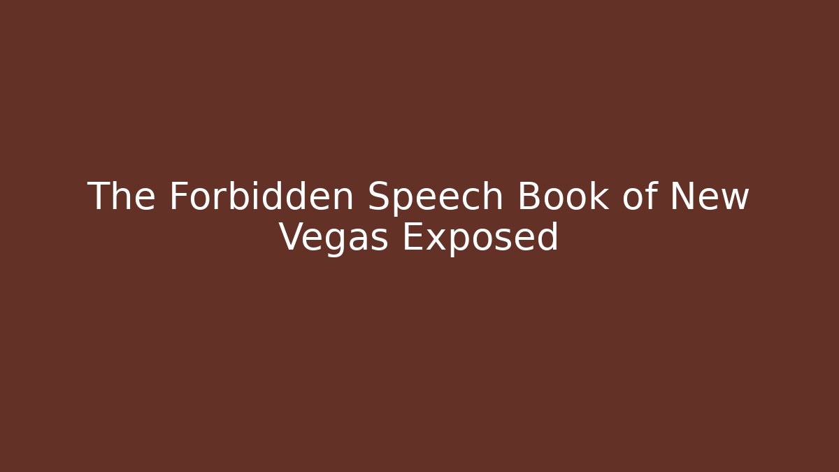 The Forbidden Speech Book of New Vegas Exposed - Buddy Program