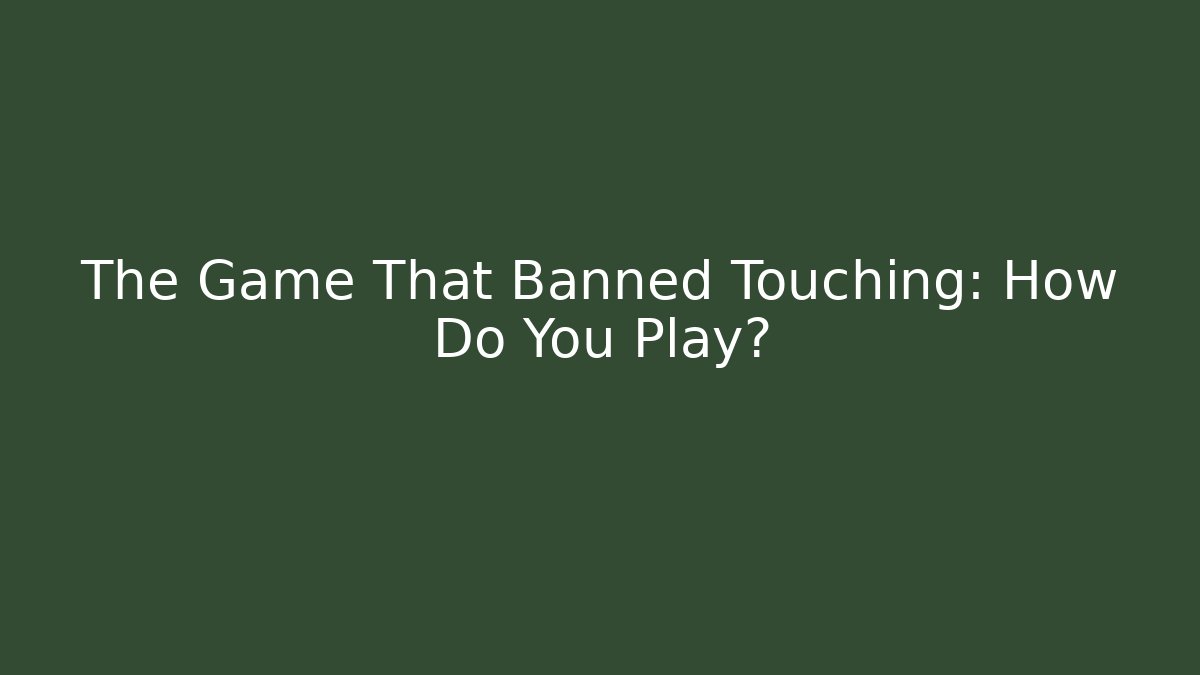The Game That Banned Touching: How Do You Play? - Buddy Program