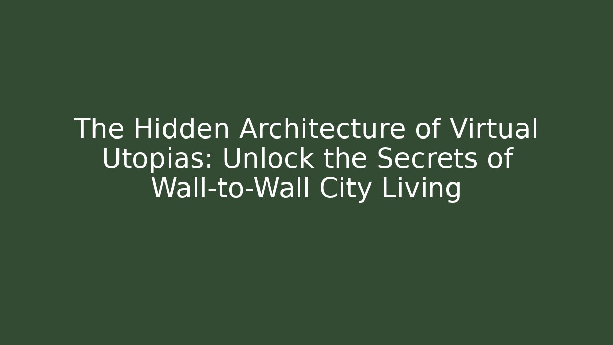 The Hidden Architecture of Virtual Utopias: Unlock the Secrets of Wall-to-Wall City Living - Buddy Program