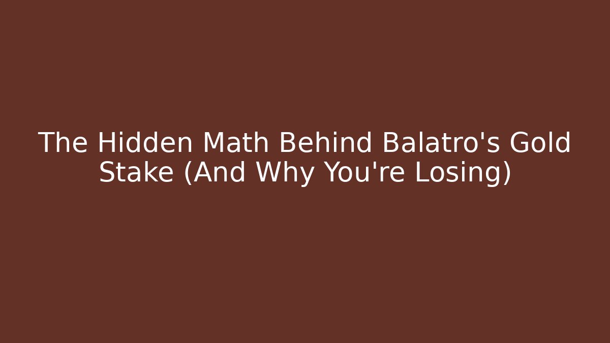 The Hidden Math Behind Balatro's Gold Stake (And Why You're Losing)