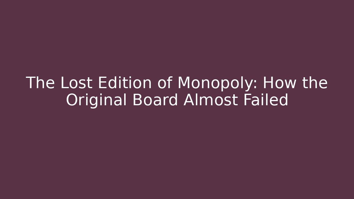 The Lost Edition of Monopoly: How the Original Board Almost Failed