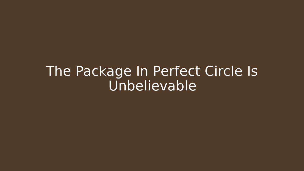 The Package In Perfect Circle Is Unbelievable
