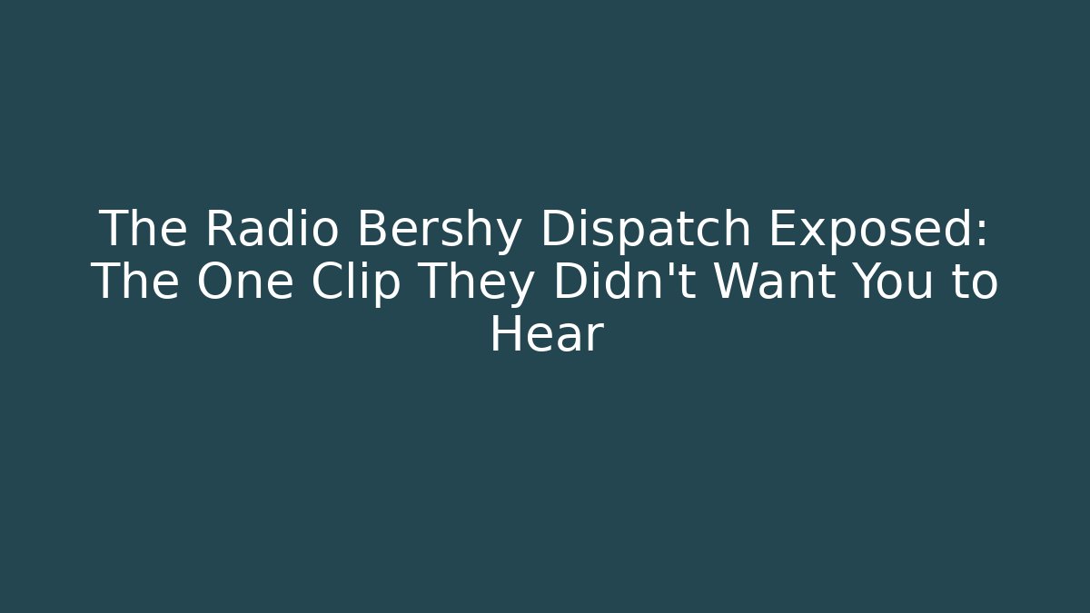 The Radio Bershy Dispatch Exposed: The One Clip They Didn't Want You to Hear