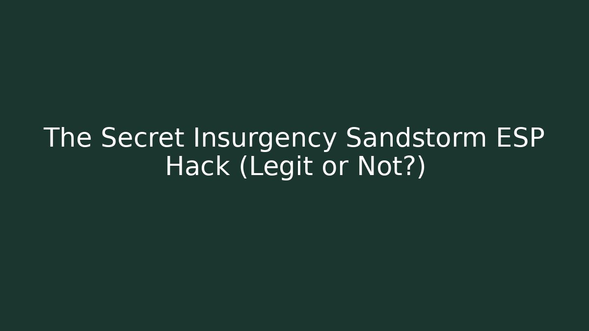 The Secret Insurgency Sandstorm ESP Hack (Legit or Not?)