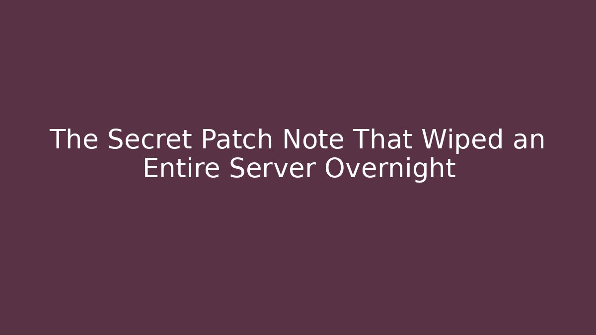 The Secret Patch Note That Wiped an Entire Server Overnight - Buddy Program