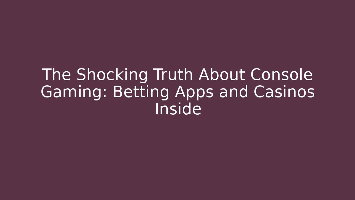 The Shocking Truth About Console Gaming: Betting Apps and Casinos Inside