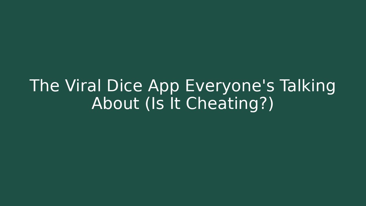 The Viral Dice App Everyone's Talking About (Is It Cheating?)