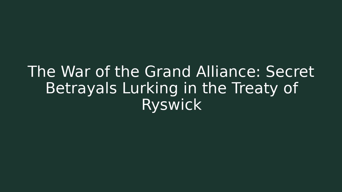 The War of the Grand Alliance: Secret Betrayals Lurking in the Treaty of Ryswick