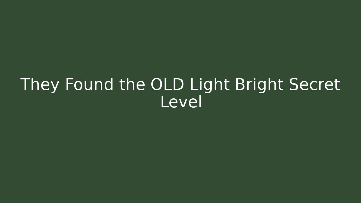They Found the OLD Light Bright Secret Level