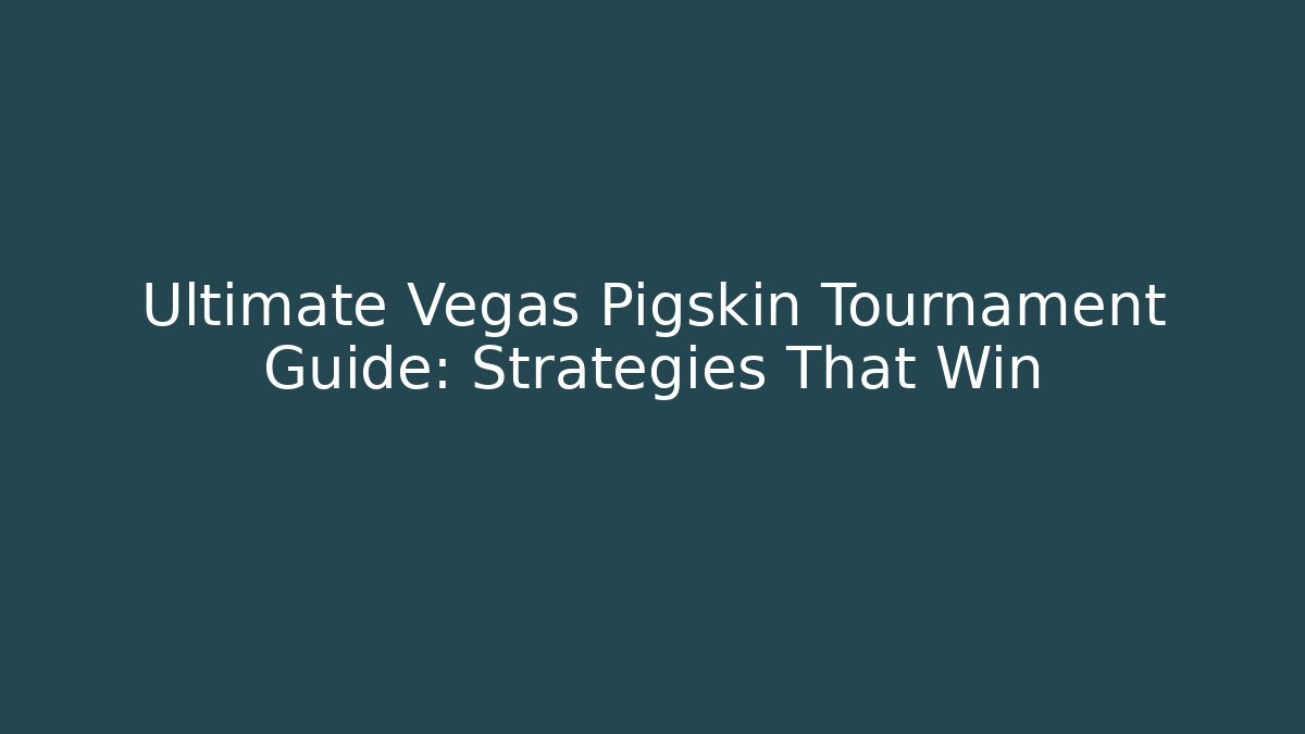 Ultimate Vegas Pigskin Tournament Guide: Strategies That Win