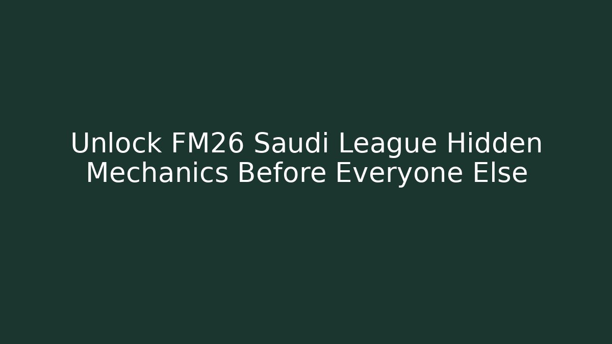 Unlock FM26 Saudi League Hidden Mechanics Before Everyone Else