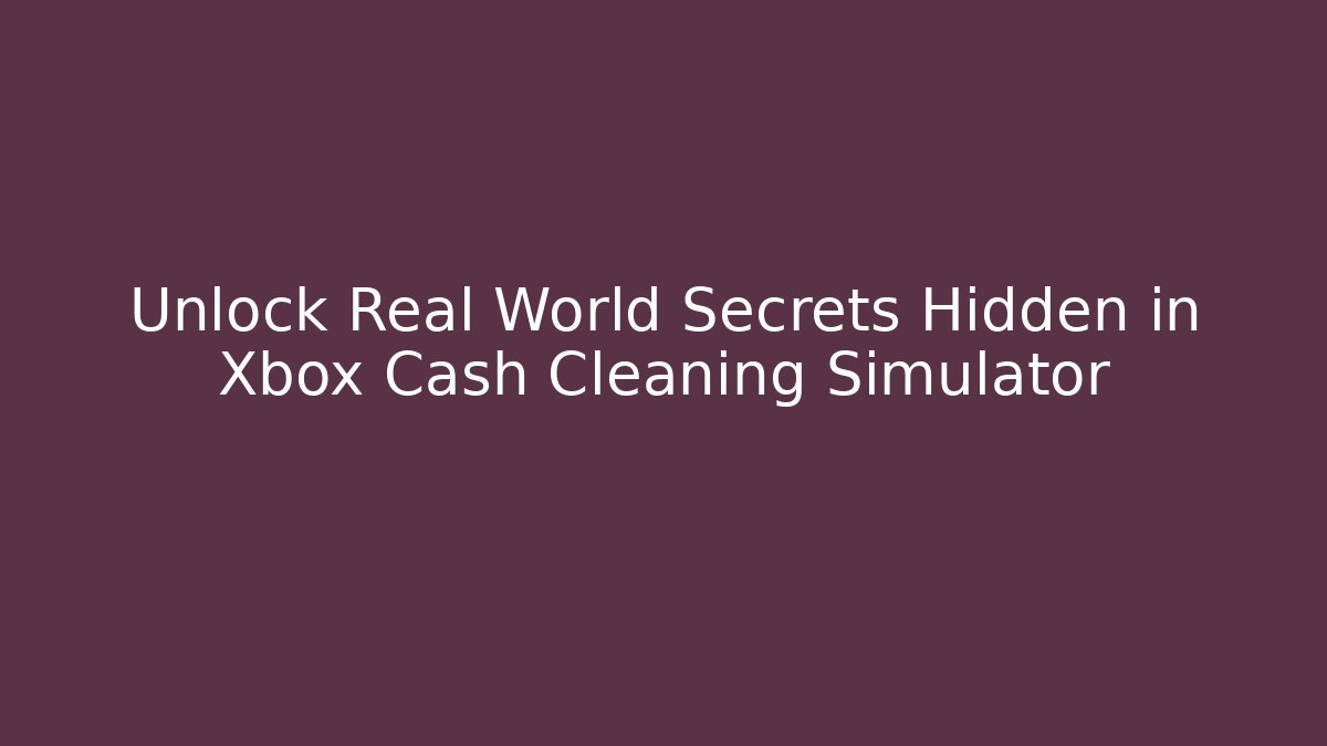 Unlock Real World Secrets Hidden in Xbox Cash Cleaning Simulator