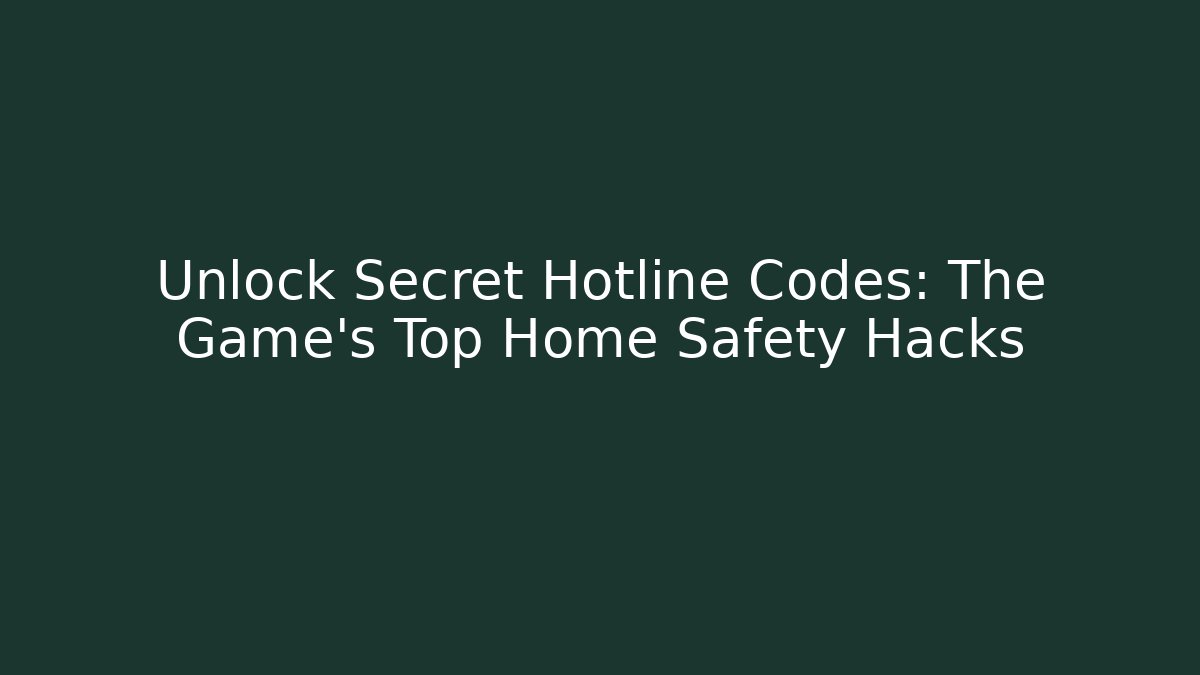 Unlock Secret Hotline Codes: The Game's Top Home Safety Hacks