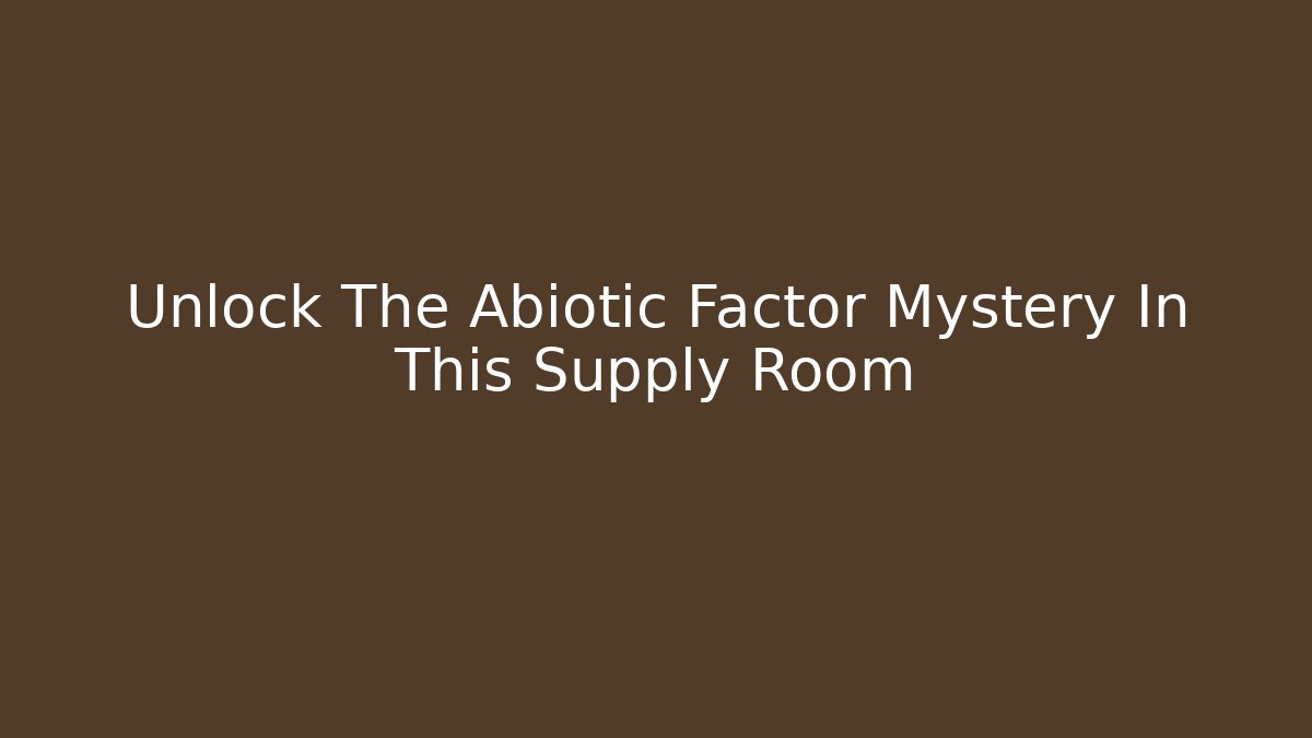 Unlock The Abiotic Factor Mystery In This Supply Room