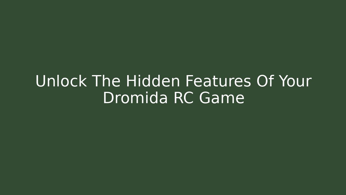 Unlock The Hidden Features Of Your Dromida RC Game