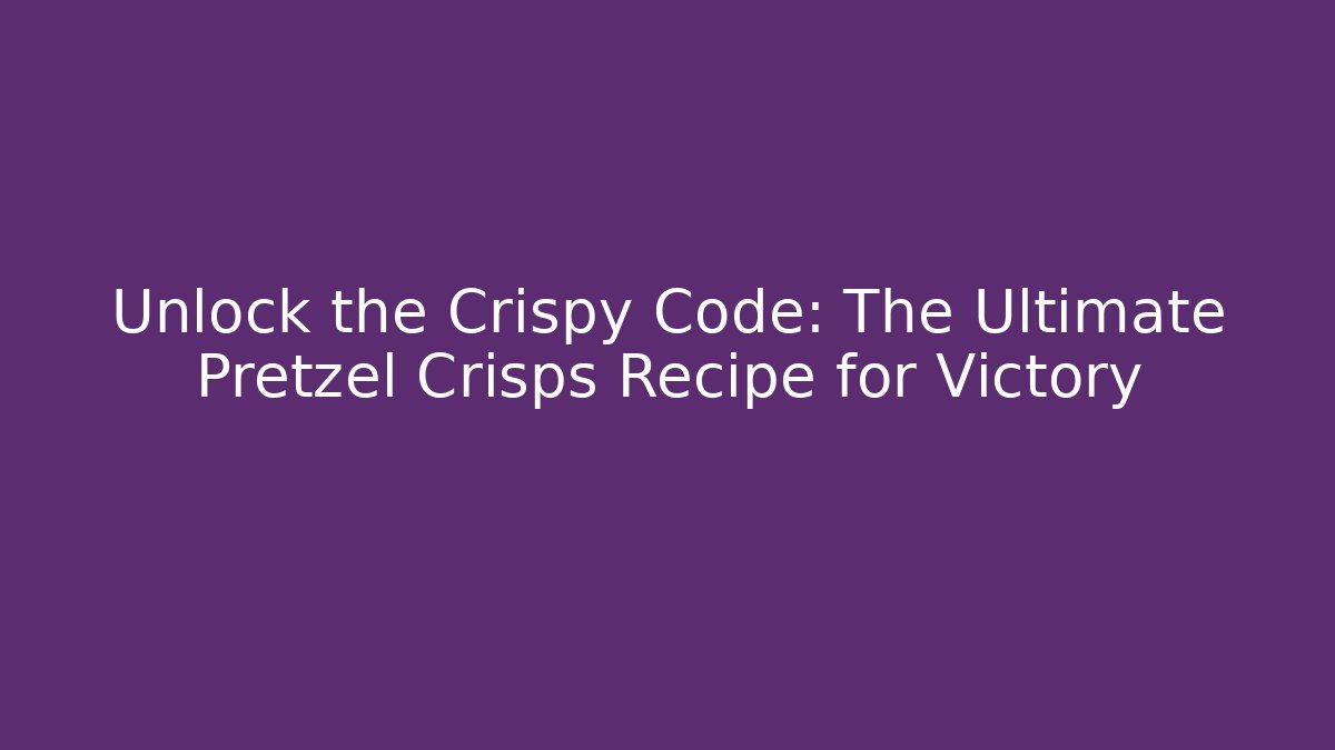 Unlock the Crispy Code: The Ultimate Pretzel Crisps Recipe for Victory
