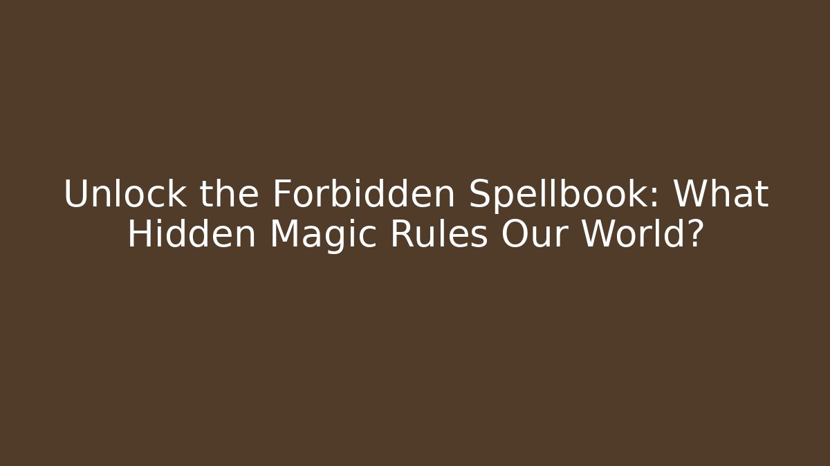 Unlock the Forbidden Spellbook: What Hidden Magic Rules Our World?