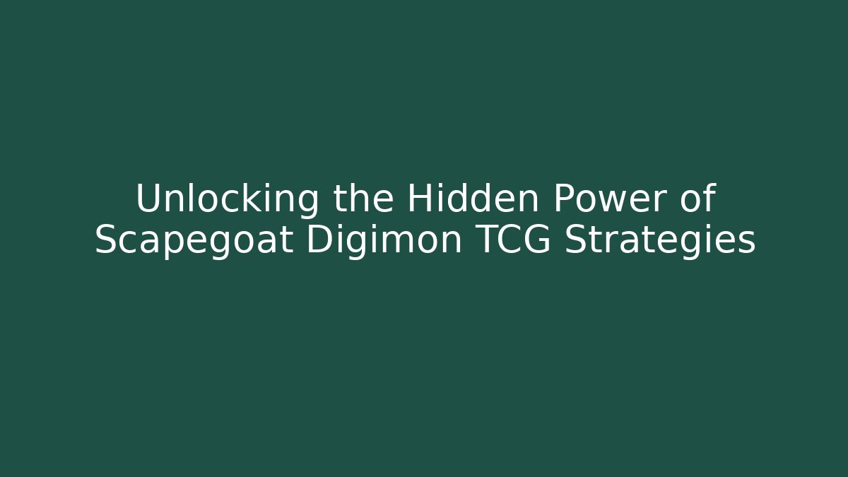 Unlocking the Hidden Power of Scapegoat Digimon TCG Strategies