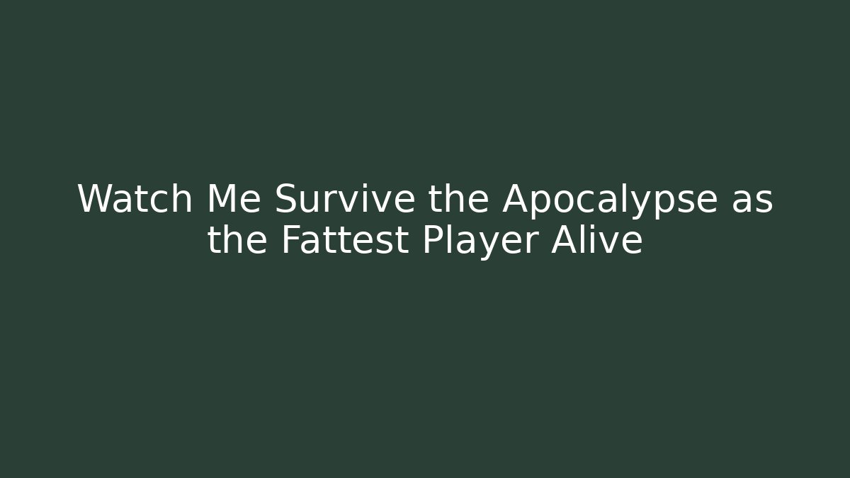 Watch Me Survive the Apocalypse as the Fattest Player Alive