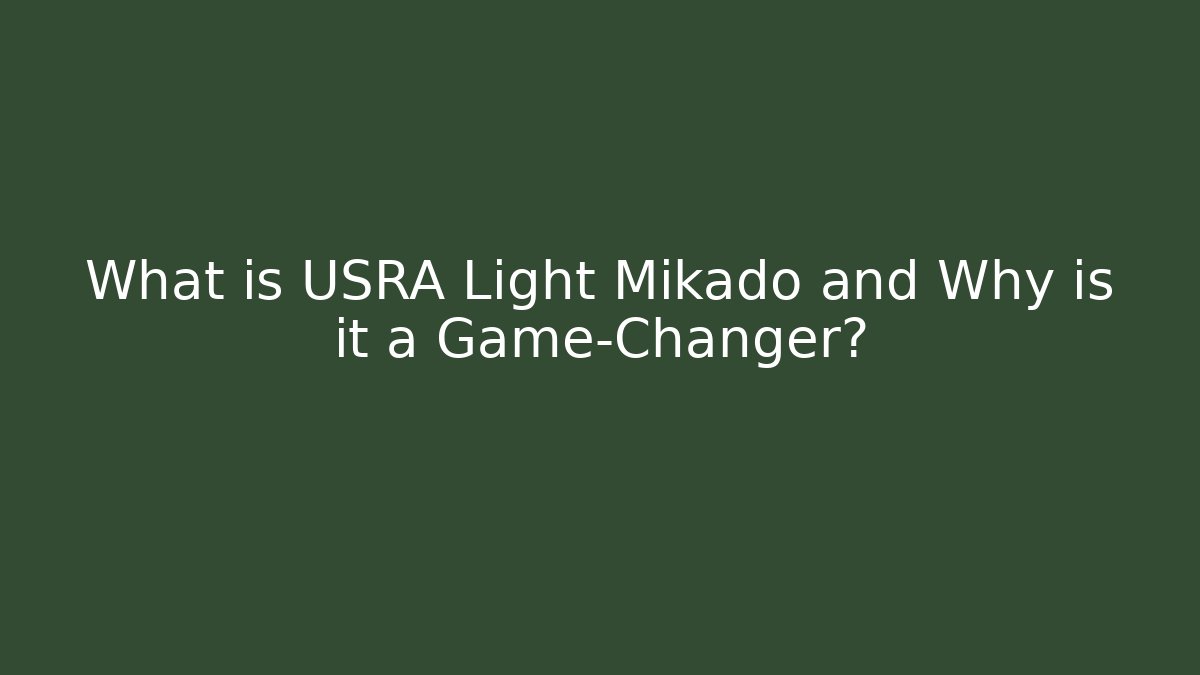 What is USRA Light Mikado and Why is it a Game-Changer? - Buddy Program