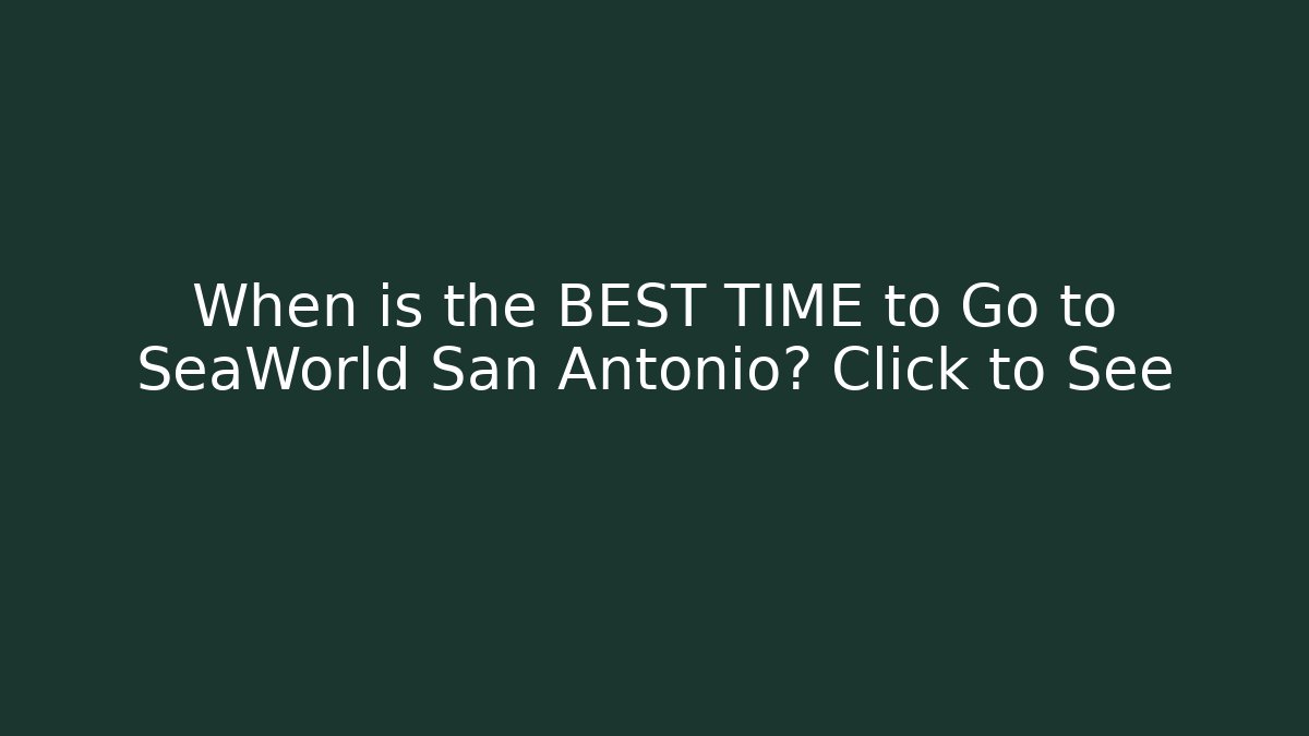 When is the BEST TIME to Go to SeaWorld San Antonio? Click to See