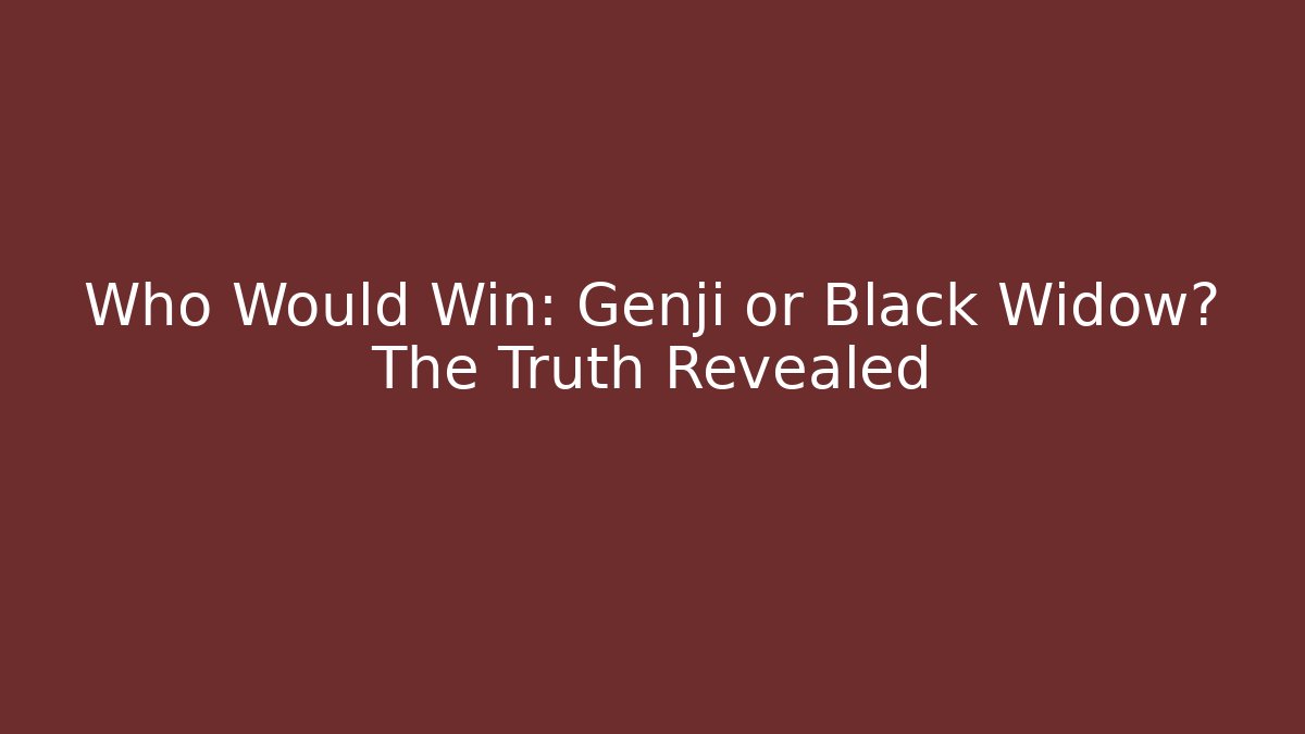 Who Would Win: Genji or Black Widow? The Truth Revealed