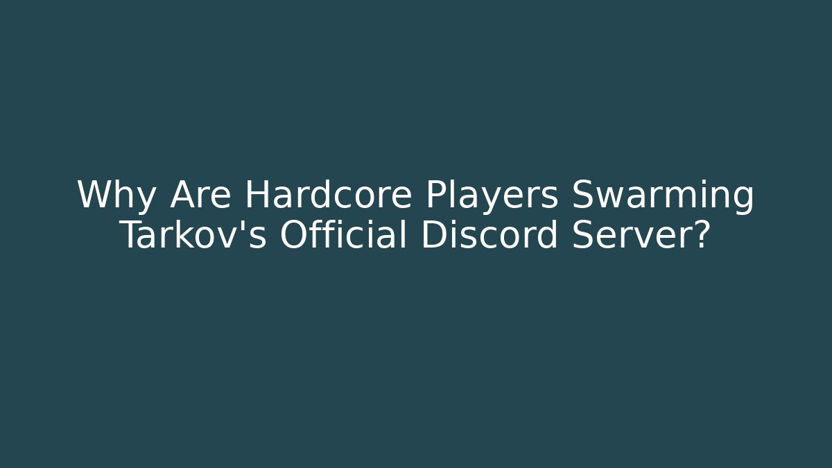 Why Are Hardcore Players Swarming Tarkov's Official Discord Server?