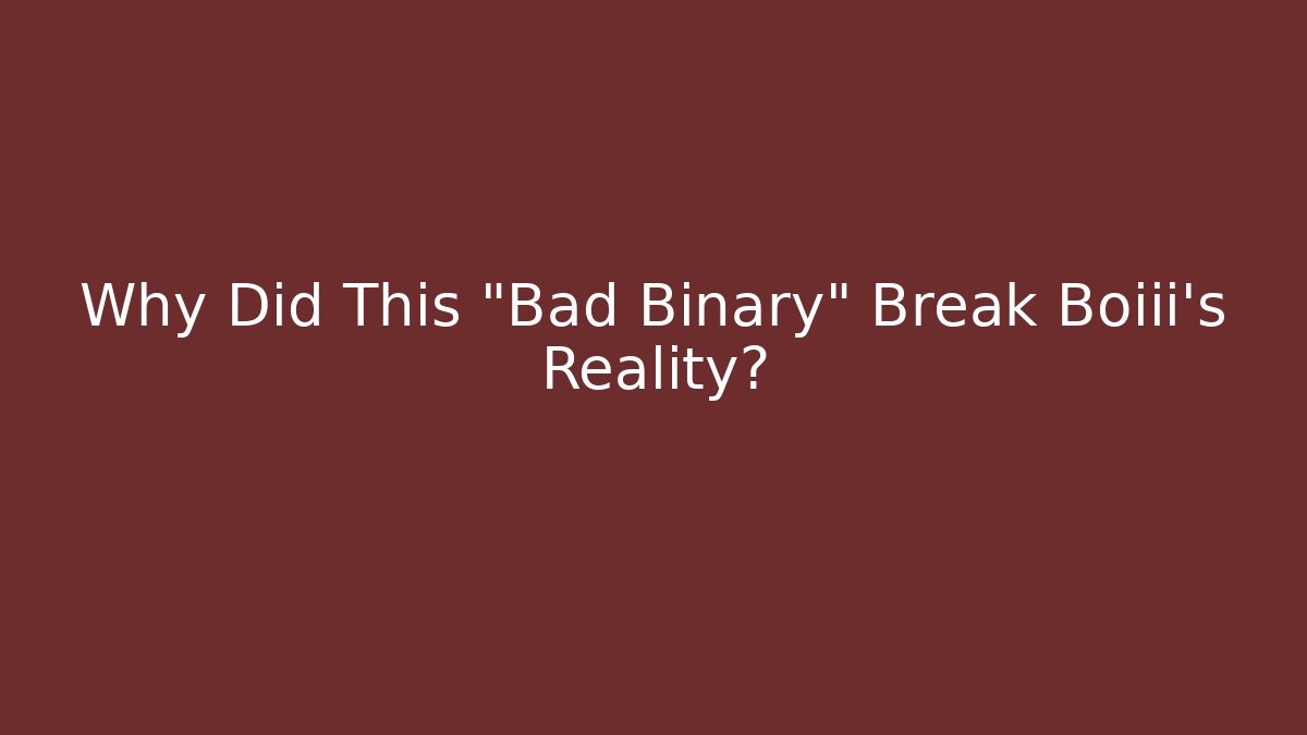 Why Did This “Bad Binary” Break Boiii’s Reality?