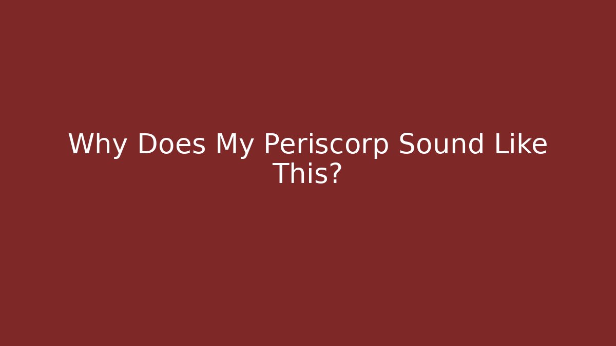 Why Does My Periscorp Sound Like This? - Buddy Program