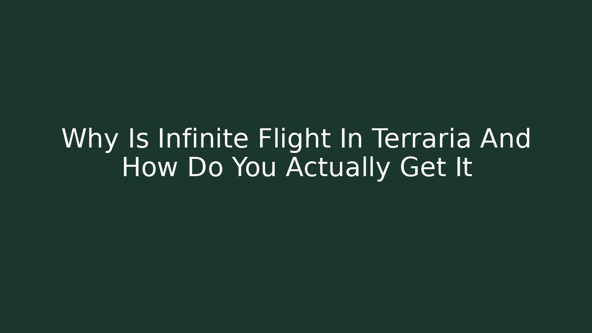 Why Is Infinite Flight In Terraria And How Do You Actually Get It