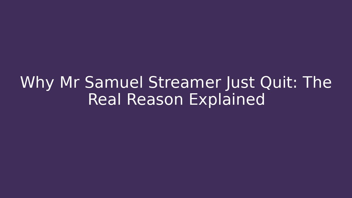 Why Mr Samuel Streamer Just Quit: The Real Reason Explained - Buddy Program
