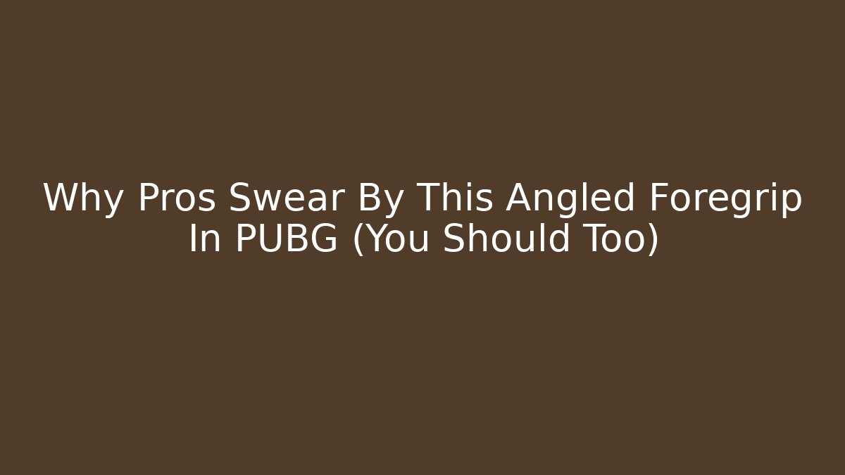Why Pros Swear By This Angled Foregrip In PUBG (You Should Too)