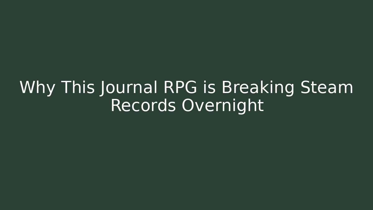 Why This Journal RPG is Breaking Steam Records Overnight