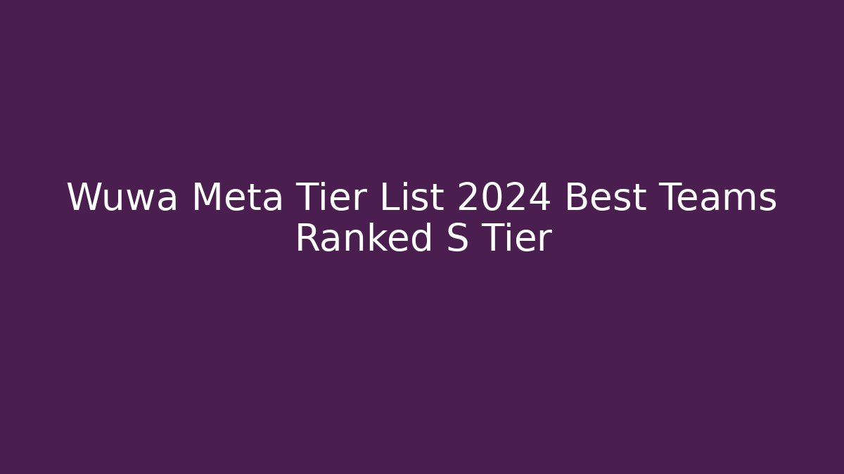 Wuwa Meta Tier List 2024 Best Teams Ranked S Tier